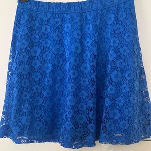 Abercrombie & Fitch Elegant Blue Lace Skirt Medium EUC Elastic Waist